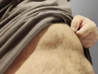 Stroking my dick with t-shirt on