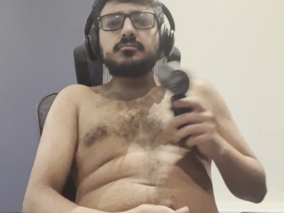 Stroking my dick while using my portable fan