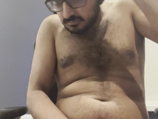 Stroking my dick and playing with my hair and facial hair