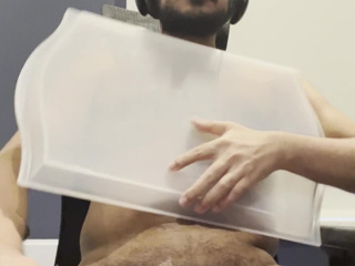 Stroking my dick while tapping a white tray