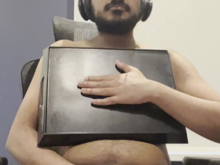 Stroking my dick while tapping a black tray